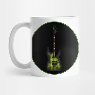 Tiled Pixel Green Burst Electric Guitar in a Black Circle Mug